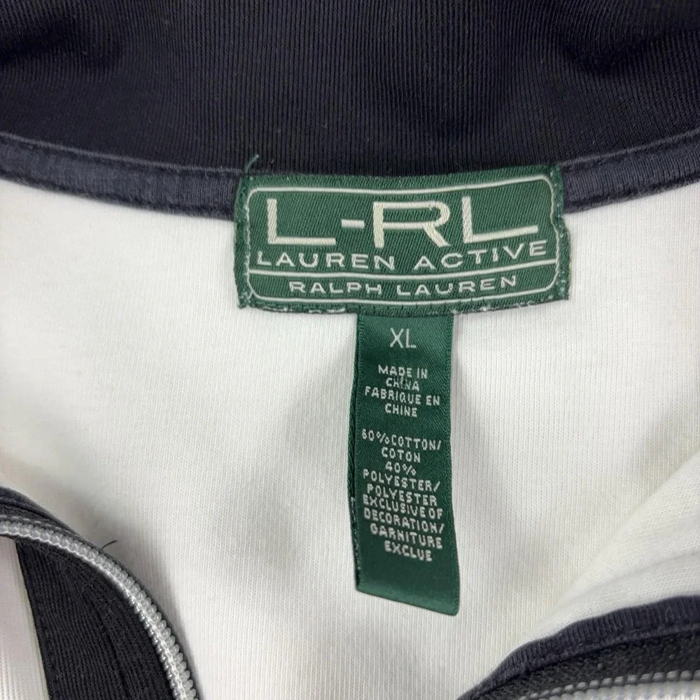 Lauren Ralph Lauren Active Track Jacket Womens XL White Black Full Zip Stripe